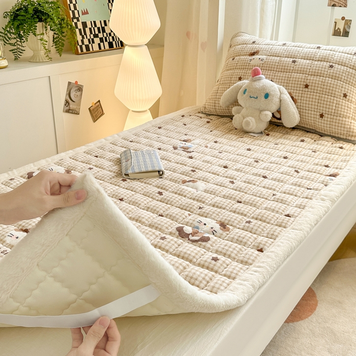 91家纺网 家纺一手货源 找家纺 韩巢家纺 2025款秋冬季上下铺牛奶绒床垫床护垫学生床褥子宿舍寝室床褥铺底 暖绒-可爱猫星