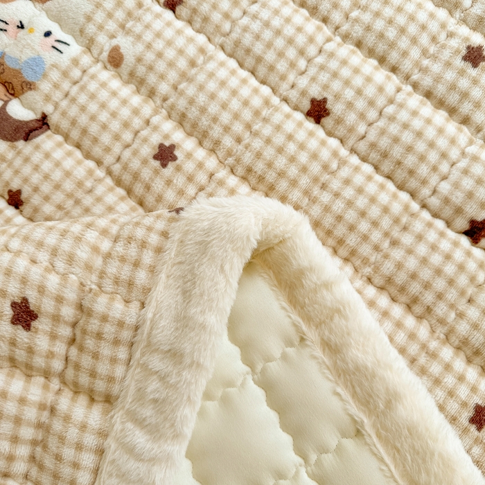 91家纺网 家纺一手货源 找家纺 韩巢家纺 2025款秋冬季上下铺牛奶绒床垫床护垫学生床褥子宿舍寝室床褥铺底 暖绒-可爱猫星