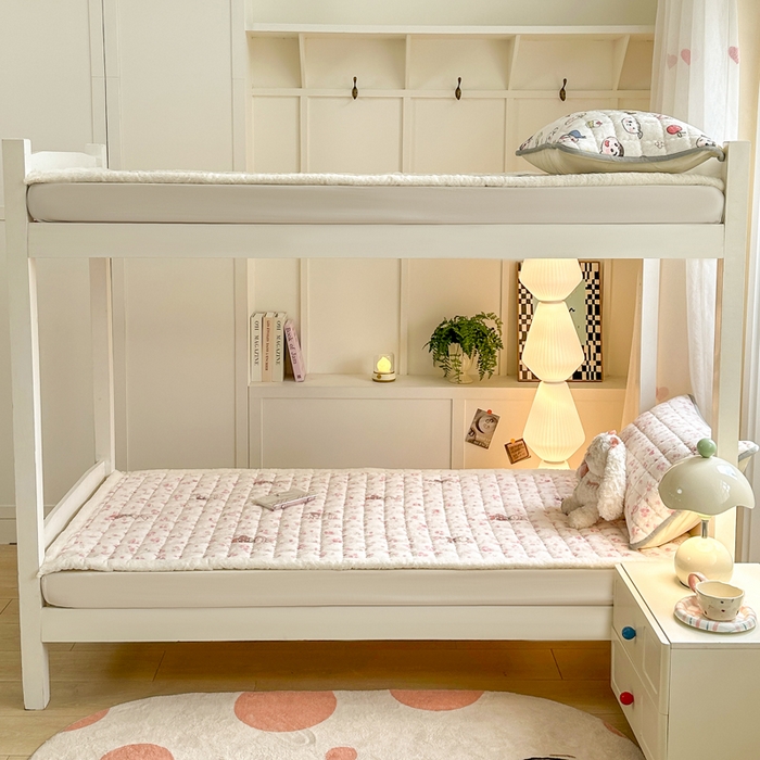 91家纺网 家纺一手货源 找家纺 韩巢家纺 2025款秋冬季上下铺牛奶绒床垫床护垫学生床褥子宿舍寝室床褥铺底 暖绒-小兔舞