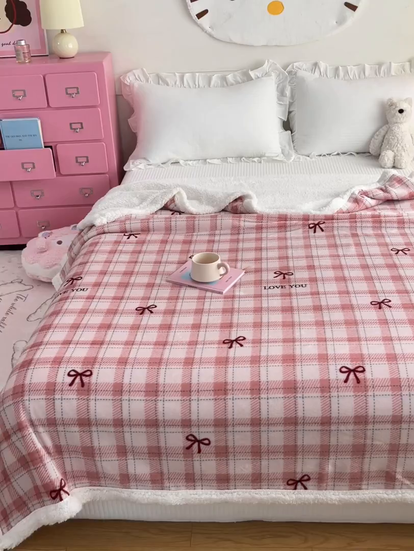 91家纺网 家纺一手货源 找家纺 川悦生活 2025新款牛奶绒羊羔绒毯子毛毯 毛毯茉莉小甜