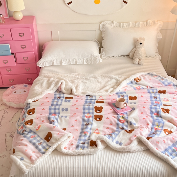 91家纺网 家纺一手货源 找家纺 川悦生活 2025新款牛奶绒羊羔绒毯子毛毯 毛毯奶朵布丁熊