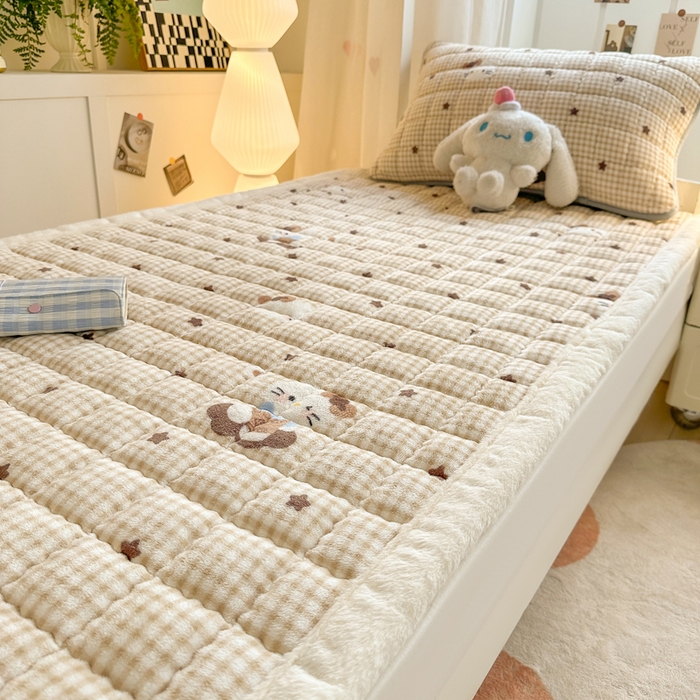 91家纺网 家纺一手货源 找家纺 韩巢家纺 2025款秋冬季上下铺牛奶绒床垫床护垫学生床褥子宿舍寝室床褥铺底 暖绒-可爱猫星