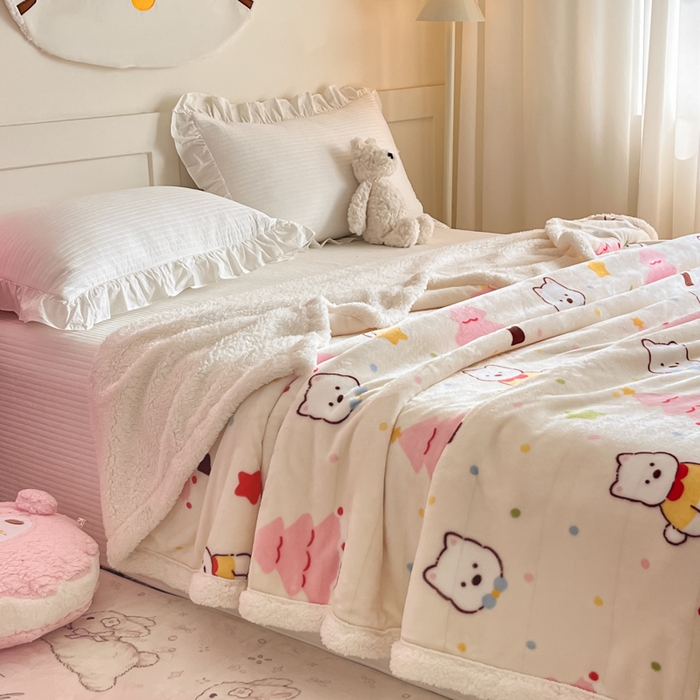 91家纺网 家纺一手货源 找家纺 川悦生活 2025新款牛奶绒羊羔绒毯子毛毯 毛毯奶粉西高地