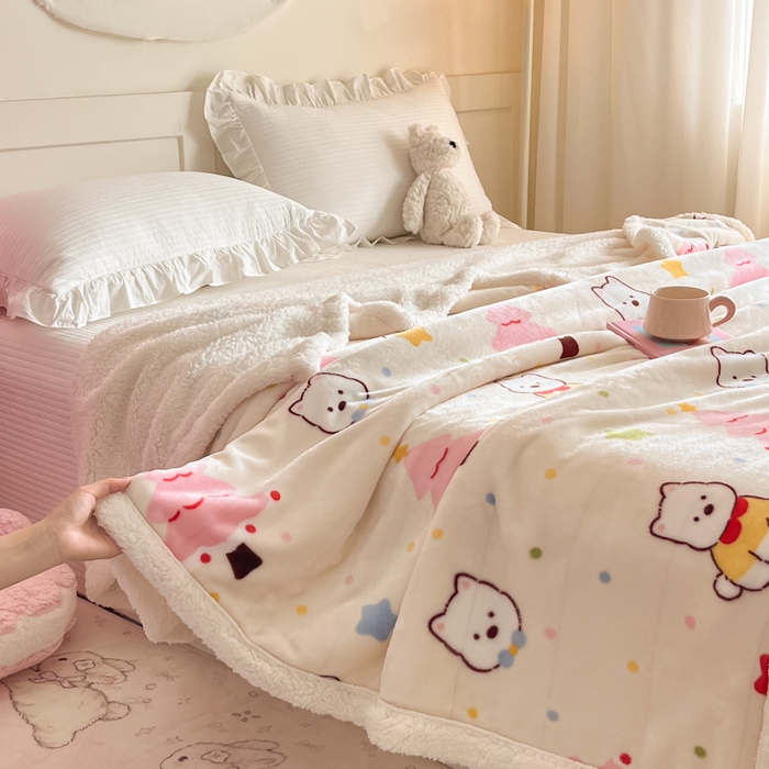 91家纺网 家纺一手货源 找家纺 川悦生活 2025新款牛奶绒羊羔绒毯子毛毯 毛毯奶粉西高地