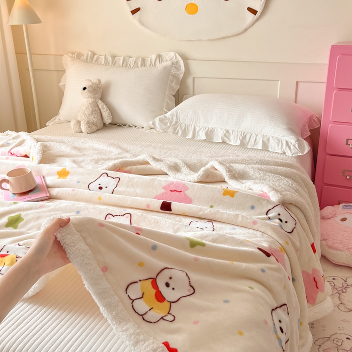 91家纺网 家纺一手货源 找家纺 川悦生活 2025新款牛奶绒羊羔绒毯子毛毯 毛毯奶粉西高地