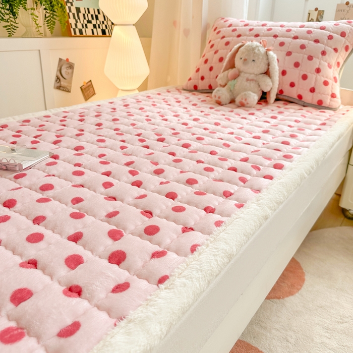 91家纺网 家纺一手货源 找家纺 韩巢家纺 2025款秋冬季上下铺牛奶绒床垫床护垫学生床褥子宿舍寝室床褥铺底 暖绒-粉珍珠