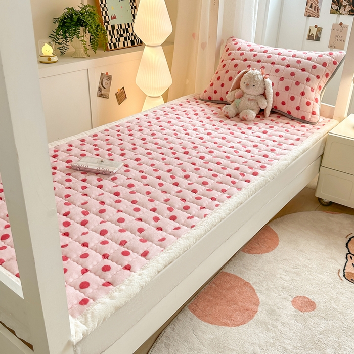 91家纺网 家纺一手货源 找家纺 韩巢家纺 2025款秋冬季上下铺牛奶绒床垫床护垫学生床褥子宿舍寝室床褥铺底 暖绒-粉珍珠