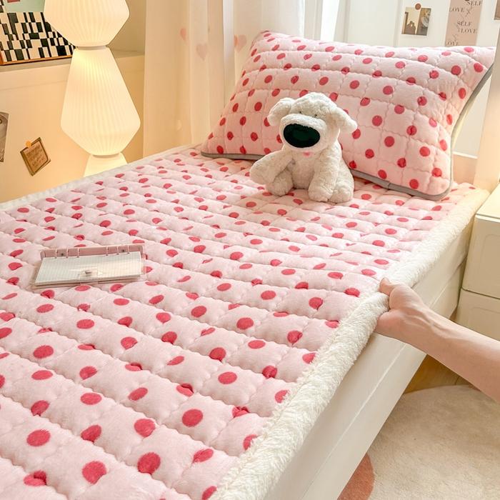 91家纺网 家纺一手货源 找家纺 韩巢家纺 2025款秋冬季上下铺牛奶绒床垫床护垫学生床褥子宿舍寝室床褥铺底 暖绒-粉珍珠