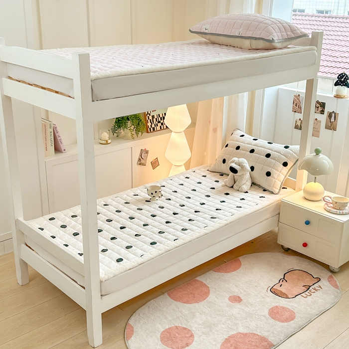 91家纺网 家纺一手货源 找家纺 韩巢家纺 2025款秋冬季上下铺牛奶绒床垫床护垫学生床褥子宿舍寝室床褥铺底 暖绒-米珍珠