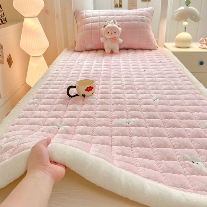 韩巢家纺 2025款秋冬季上下铺牛奶绒床垫床护垫学生床褥子宿舍寝室床褥铺底 暖绒-绒绒小狗-粉