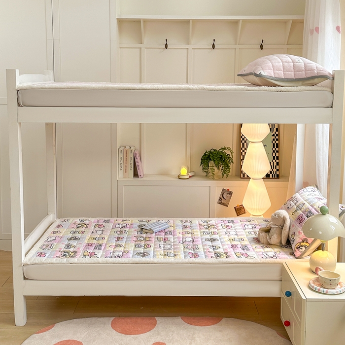 91家纺网 家纺一手货源 找家纺 韩巢家纺 2025款秋冬季上下铺牛奶绒床垫床护垫学生床褥子宿舍寝室床褥铺底 暖绒-少女心