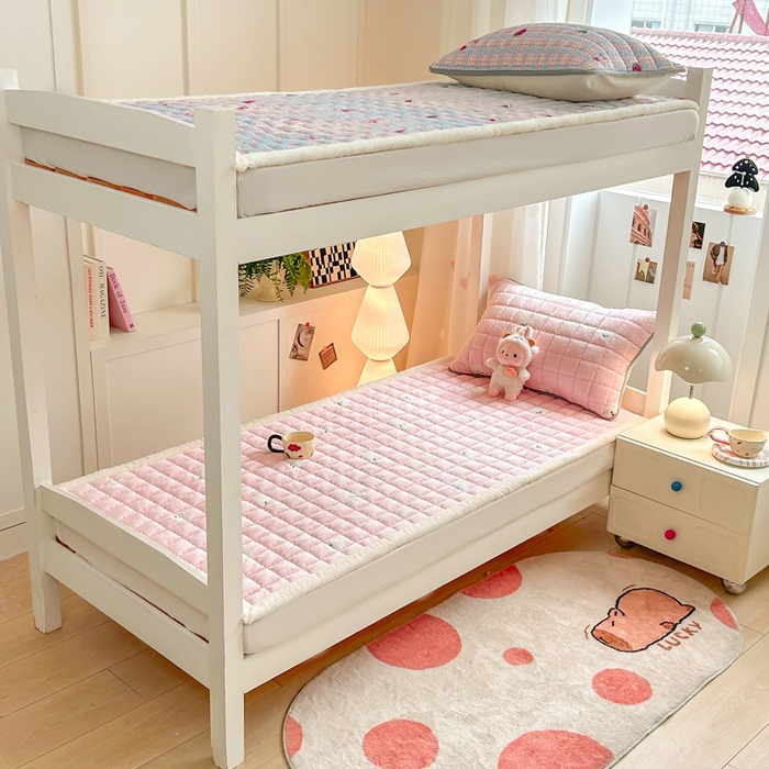 91家纺网 家纺一手货源 找家纺 韩巢家纺 2025款秋冬季上下铺牛奶绒床垫床护垫学生床褥子宿舍寝室床褥铺底 暖绒-绒绒小狗-粉