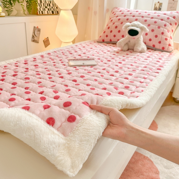 91家纺网 家纺一手货源 找家纺 韩巢家纺 2025款秋冬季上下铺牛奶绒床垫床护垫学生床褥子宿舍寝室床褥铺底 暖绒-粉珍珠