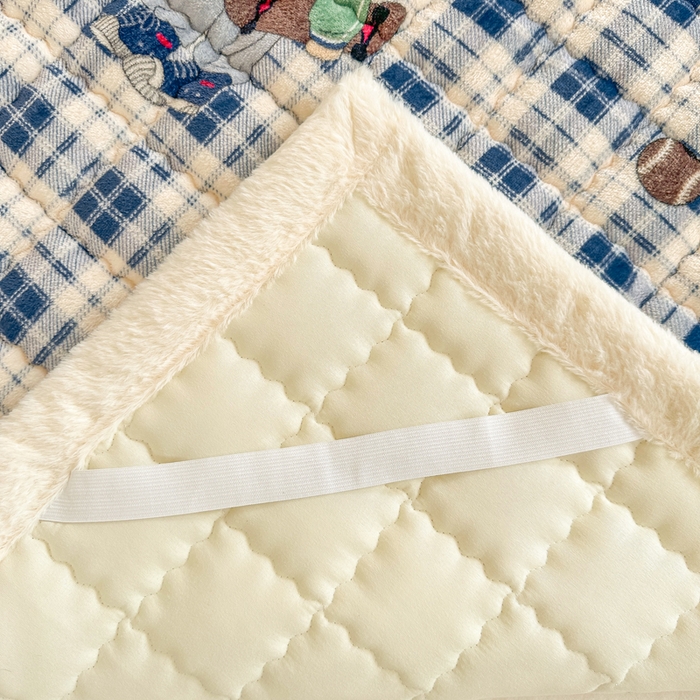 91家纺网 家纺一手货源 找家纺 韩巢家纺 2025款秋冬季上下铺牛奶绒床垫床护垫学生床褥子宿舍寝室床褥铺底 暖绒-蓝格英伦熊