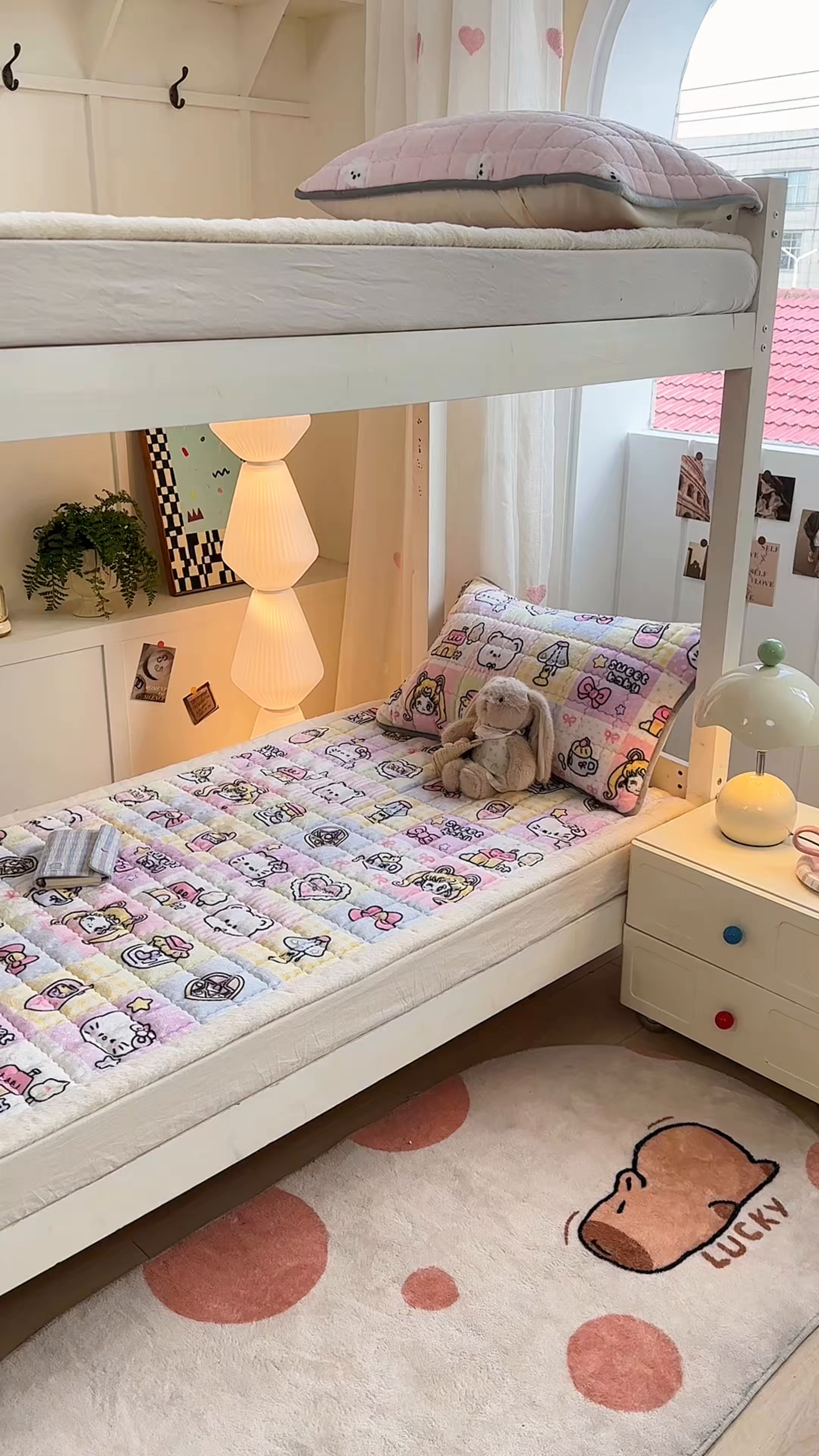 91家纺网 家纺一手货源 找家纺 韩巢家纺 2025款秋冬季上下铺牛奶绒床垫床护垫学生床褥子宿舍寝室床褥铺底 暖绒-少女心