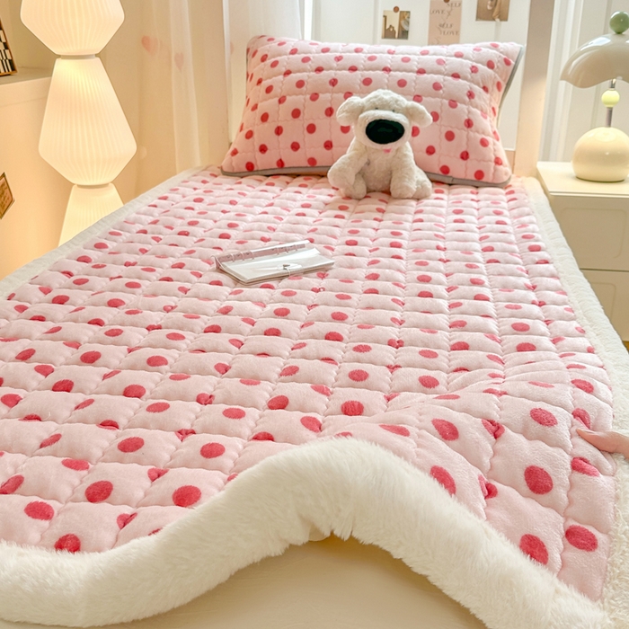 91家纺网 家纺一手货源 找家纺 韩巢家纺 2025款秋冬季上下铺牛奶绒床垫床护垫学生床褥子宿舍寝室床褥铺底 暖绒-粉珍珠