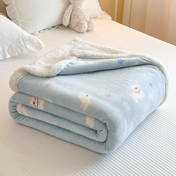 91家纺网 家纺一手货源 找家纺 川悦生活 2025新款牛奶绒羊羔绒毯子毛毯 毛毯奶酥小狗