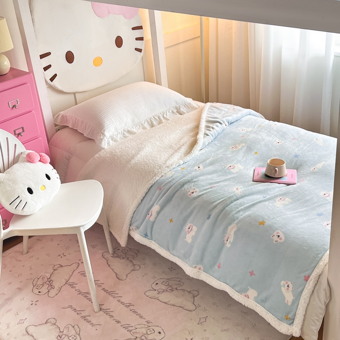 91家纺网 家纺一手货源 找家纺 川悦生活 2025新款牛奶绒羊羔绒毯子毛毯 毛毯奶酥小狗