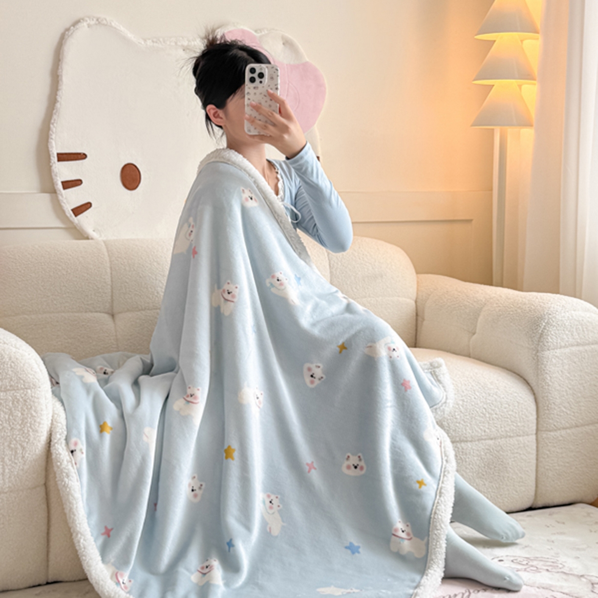 91家纺网 家纺一手货源 找家纺 川悦生活 2025新款牛奶绒羊羔绒毯子毛毯 毛毯奶酥小狗