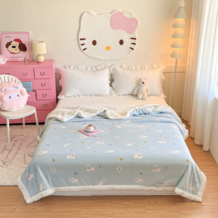 91家纺网 家纺一手货源 找家纺 川悦生活 2025新款牛奶绒羊羔绒毯子毛毯 毛毯奶酥小狗