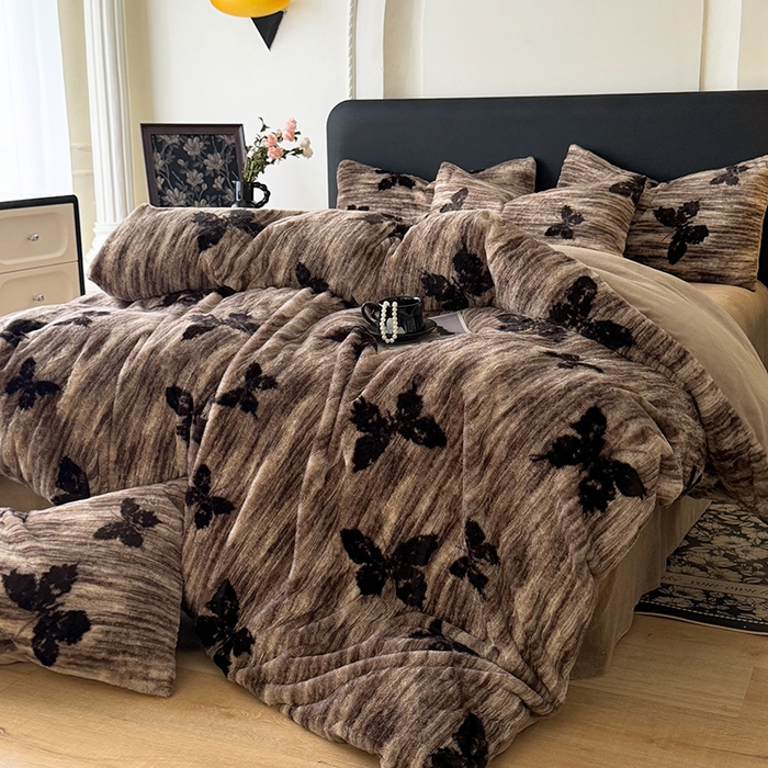 91家纺网 家纺一手货源 找家纺 （总）绒世界 2025秋冬新款丹麦兔毛绒牛奶绒四件套