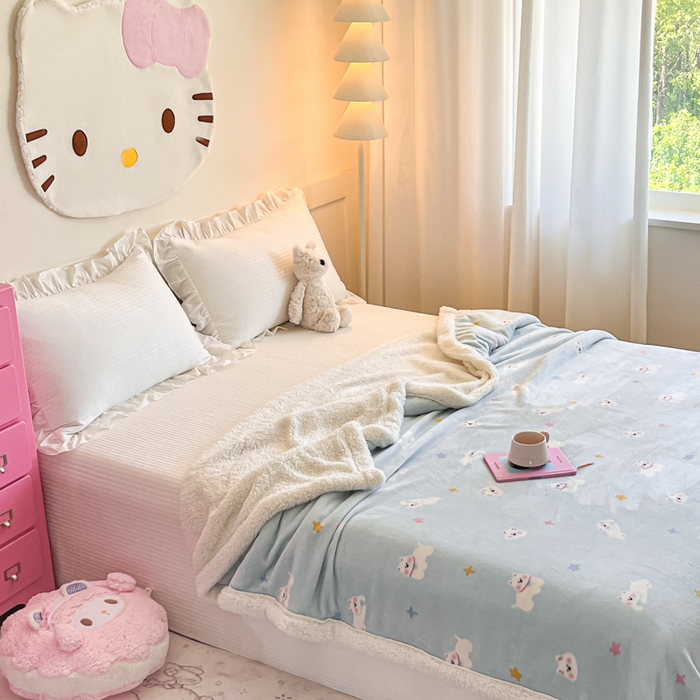 91家纺网 家纺一手货源 找家纺 川悦生活 2025新款牛奶绒羊羔绒毯子毛毯 毛毯奶酥小狗