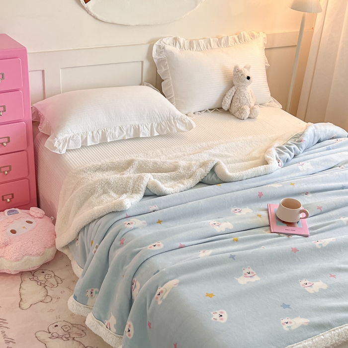 91家纺网 家纺一手货源 找家纺 川悦生活 2025新款牛奶绒羊羔绒毯子毛毯 毛毯奶酥小狗