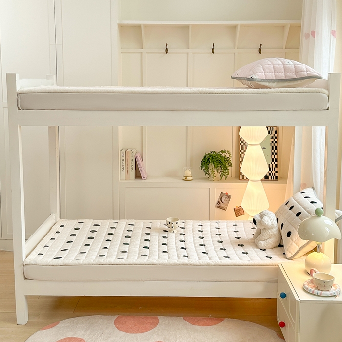 91家纺网 家纺一手货源 找家纺 韩巢家纺 2025款秋冬季上下铺牛奶绒床垫床护垫学生床褥子宿舍寝室床褥铺底 暖绒-米珍珠