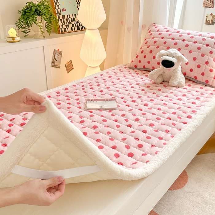 91家纺网 家纺一手货源 找家纺 韩巢家纺 2025款秋冬季上下铺牛奶绒床垫床护垫学生床褥子宿舍寝室床褥铺底 暖绒-粉珍珠