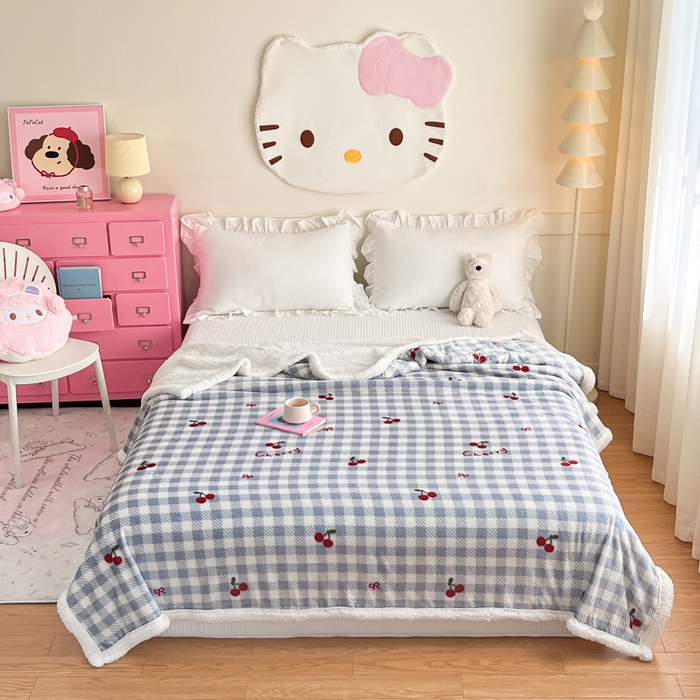 91家纺网 家纺一手货源 找家纺 川悦生活 2025新款牛奶绒羊羔绒毯子毛毯 毛毯青禾车厘