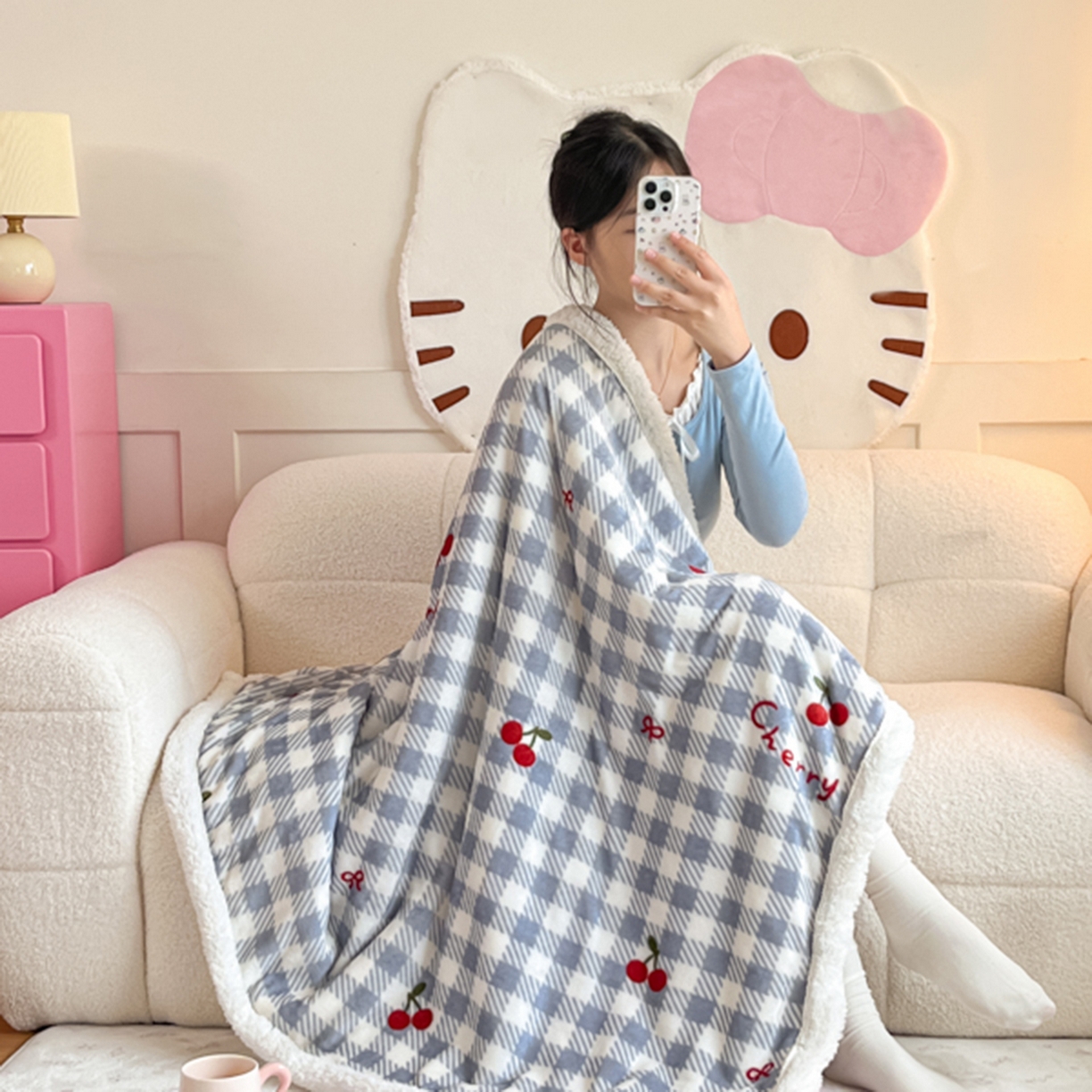 91家纺网 家纺一手货源 找家纺 川悦生活 2025新款牛奶绒羊羔绒毯子毛毯 毛毯青禾车厘