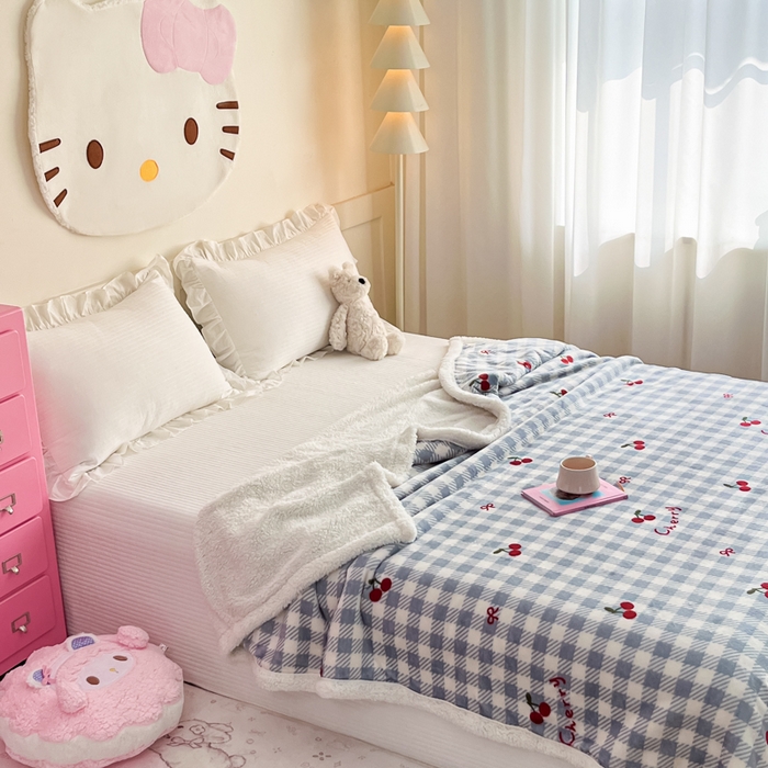 91家纺网 家纺一手货源 找家纺 川悦生活 2025新款牛奶绒羊羔绒毯子毛毯 毛毯青禾车厘