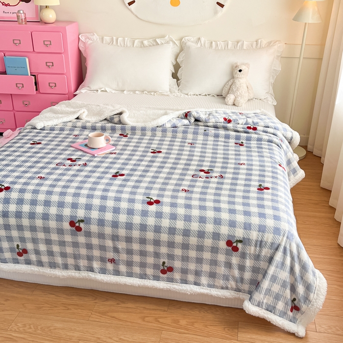 91家纺网 家纺一手货源 找家纺 川悦生活 2025新款牛奶绒羊羔绒毯子毛毯 毛毯青禾车厘