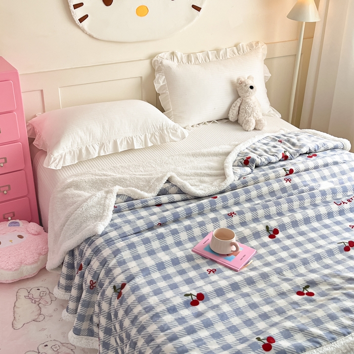 91家纺网 家纺一手货源 找家纺 川悦生活 2025新款牛奶绒羊羔绒毯子毛毯 毛毯青禾车厘