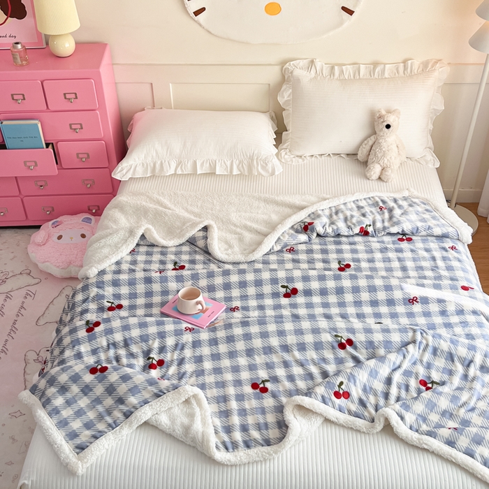 91家纺网 家纺一手货源 找家纺 川悦生活 2025新款牛奶绒羊羔绒毯子毛毯 毛毯青禾车厘