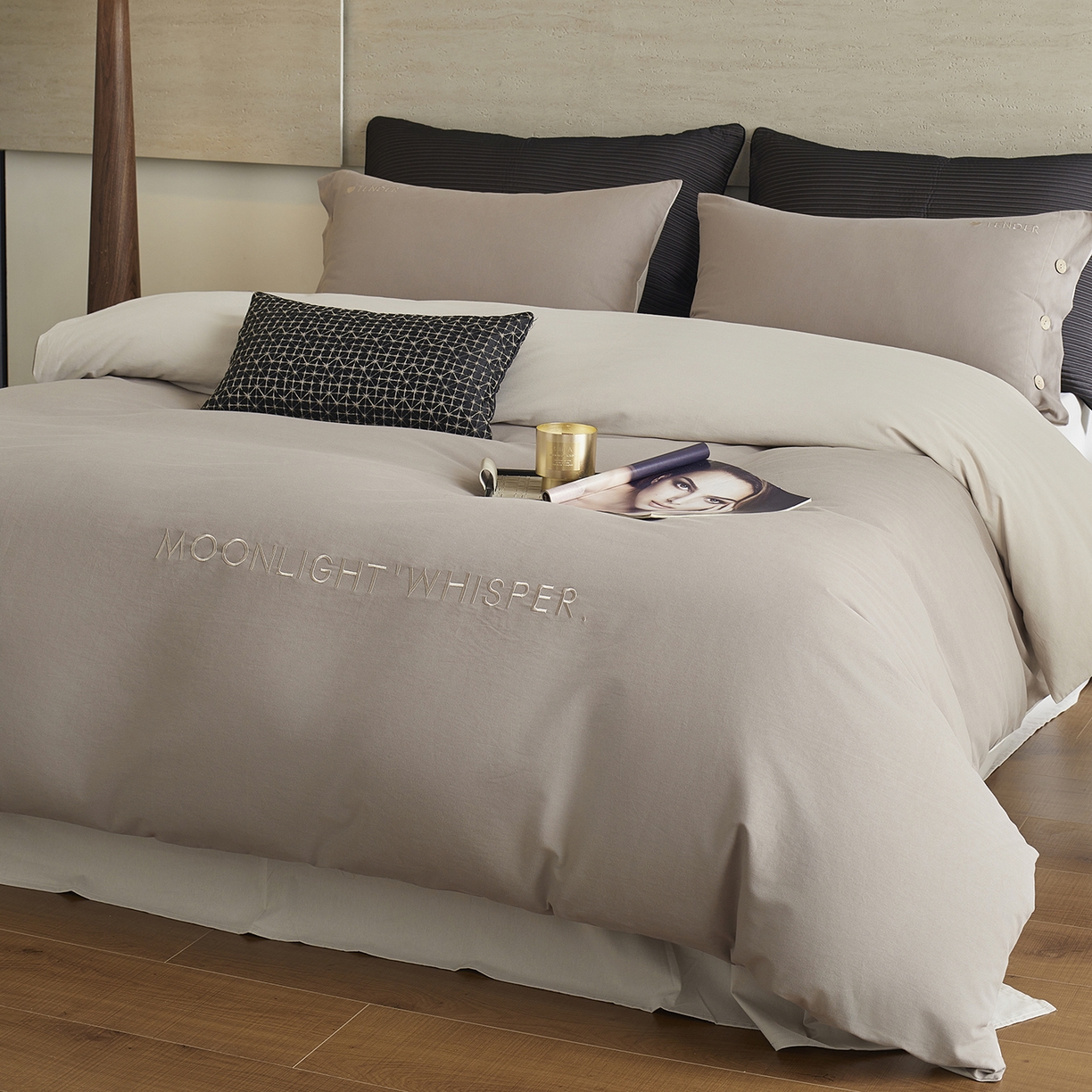 91家纺网 家纺一手货源 找家纺 （总）艾咪-Amy ntmy 2025轻奢高级感纽扣款全棉纯棉加厚磨毛刺绣四件套