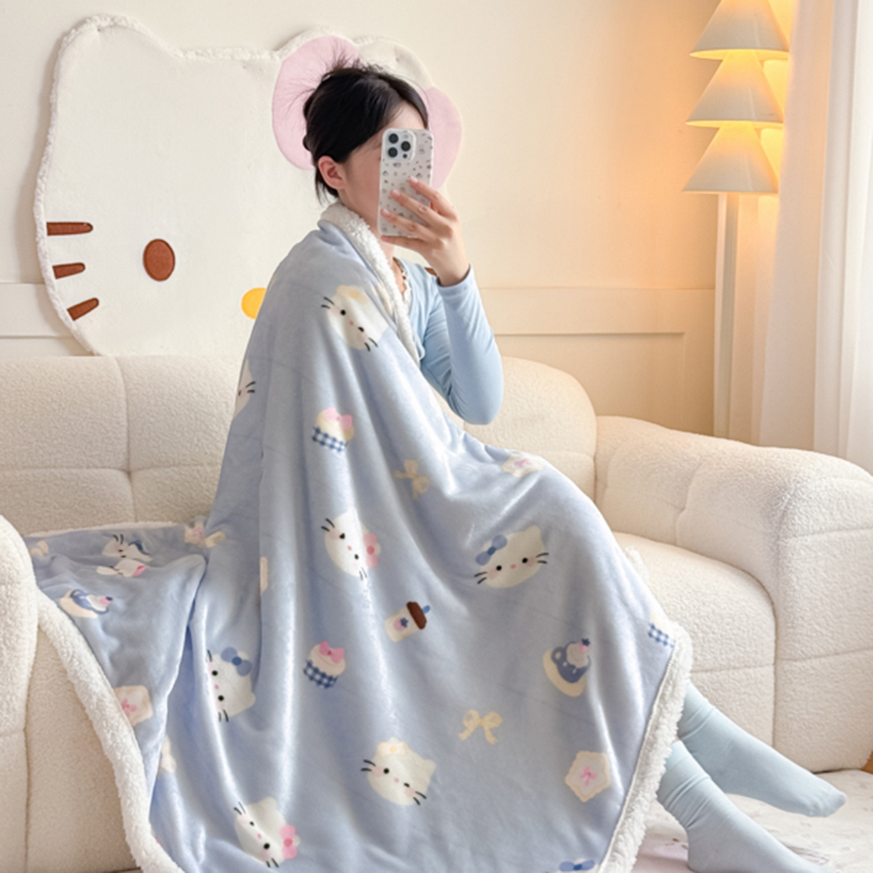 91家纺网 家纺一手货源 找家纺 川悦生活 2025新款牛奶绒羊羔绒毯子毛毯 毛毯晴空小喵