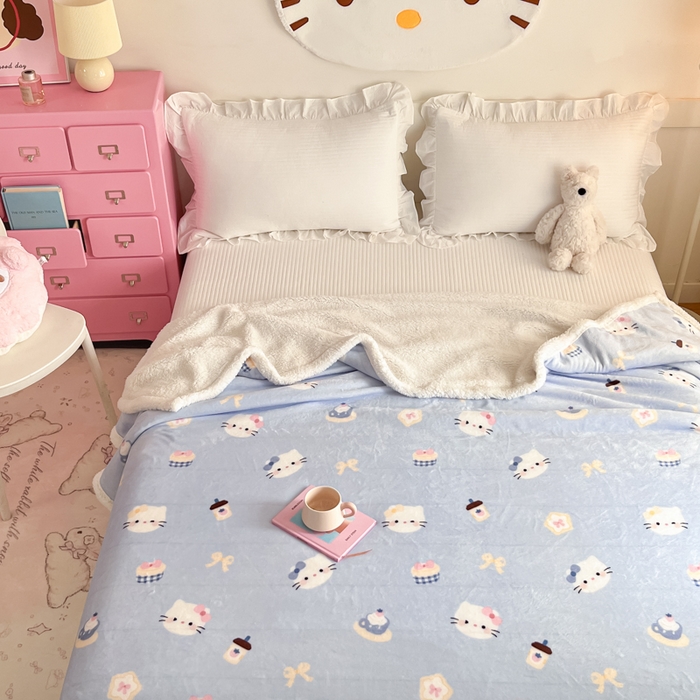 91家纺网 家纺一手货源 找家纺 川悦生活 2025新款牛奶绒羊羔绒毯子毛毯 毛毯晴空小喵