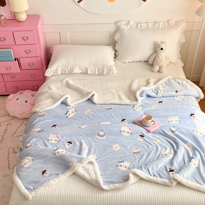 91家纺网 家纺一手货源 找家纺 川悦生活 2025新款牛奶绒羊羔绒毯子毛毯 毛毯晴空小喵