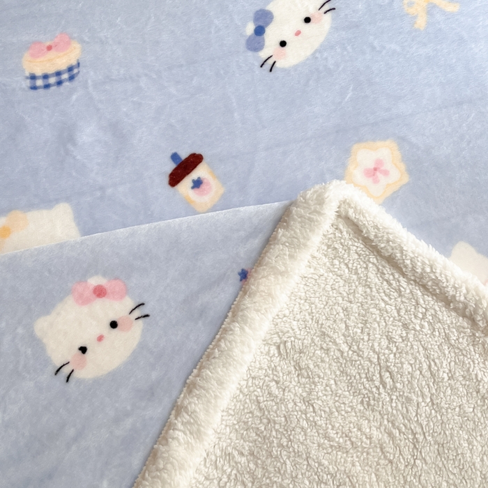 91家纺网 家纺一手货源 找家纺 川悦生活 2025新款牛奶绒羊羔绒毯子毛毯 毛毯晴空小喵