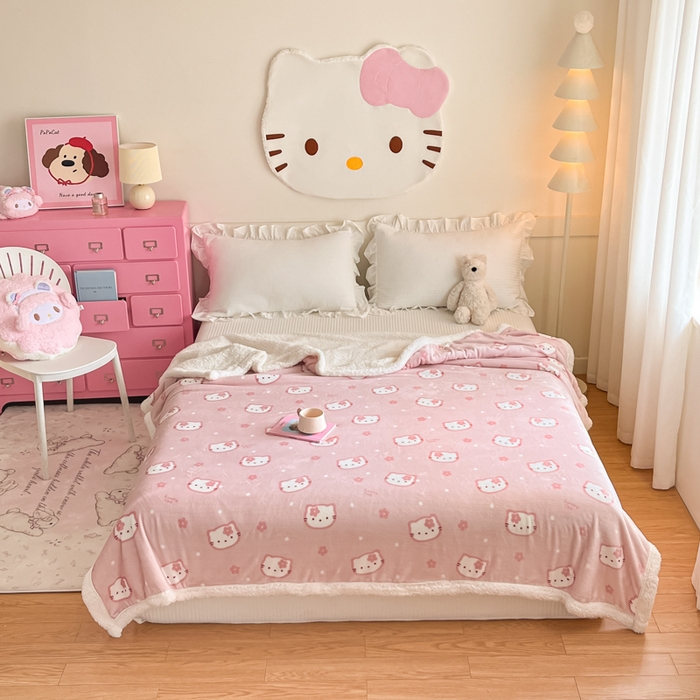 91家纺网 家纺一手货源 找家纺 川悦生活 2025新款牛奶绒羊羔绒毯子毛毯 毛毯少女喵喵