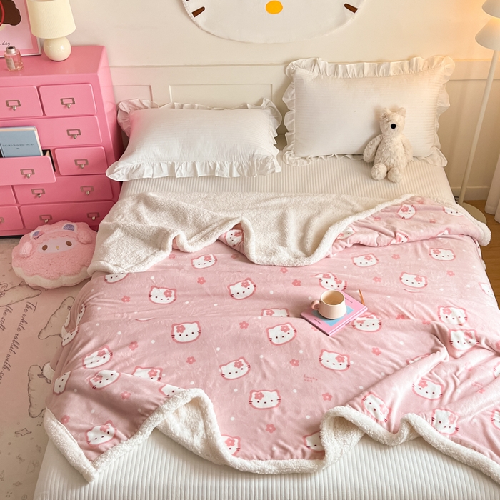 91家纺网 家纺一手货源 找家纺 川悦生活 2025新款牛奶绒羊羔绒毯子毛毯 毛毯少女喵喵