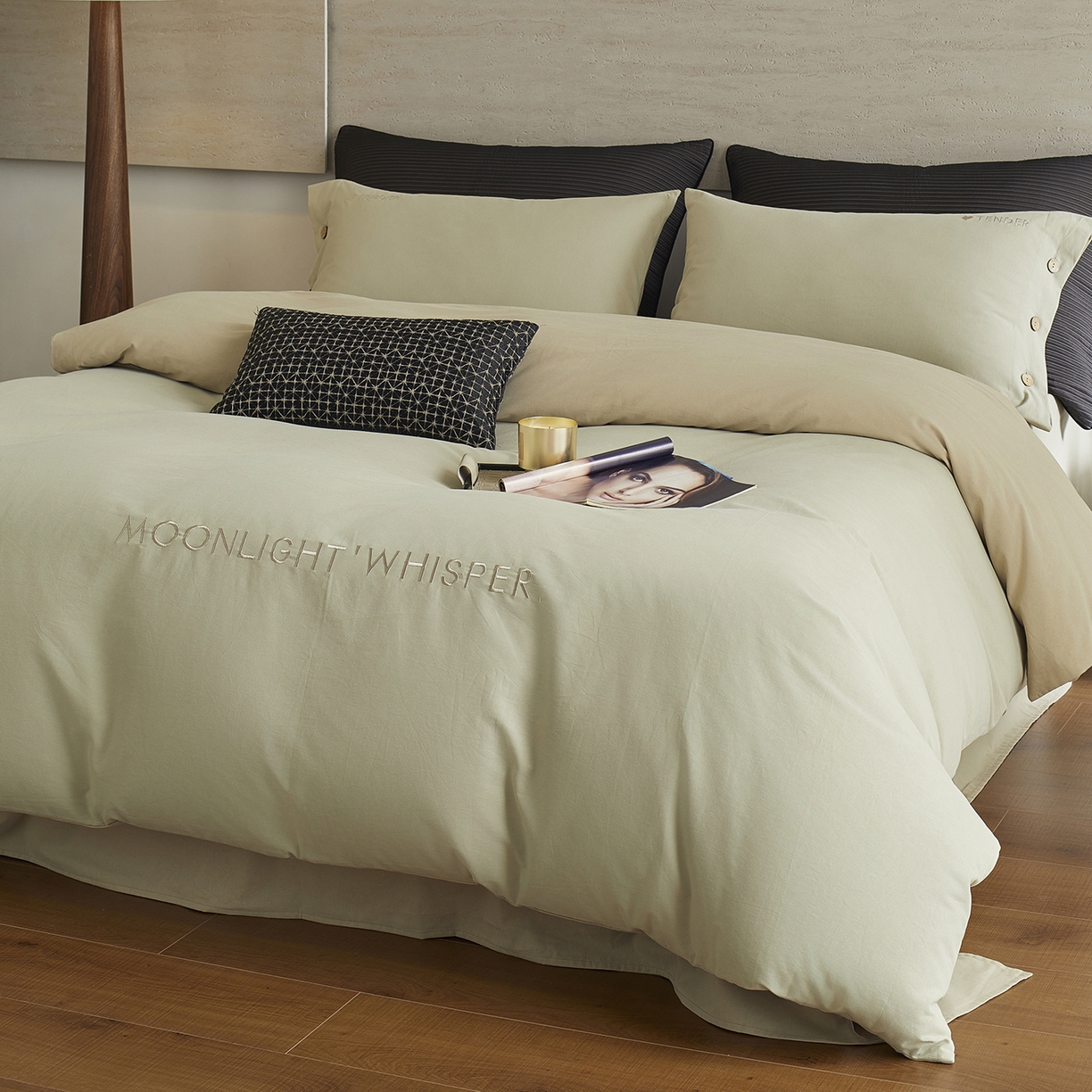 91家纺网 家纺一手货源 找家纺 （总）艾咪-Amy ntmy 2025轻奢高级感纽扣款全棉纯棉加厚磨毛刺绣四件套