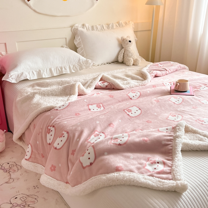 91家纺网 家纺一手货源 找家纺 川悦生活 2025新款牛奶绒羊羔绒毯子毛毯 毛毯少女喵喵