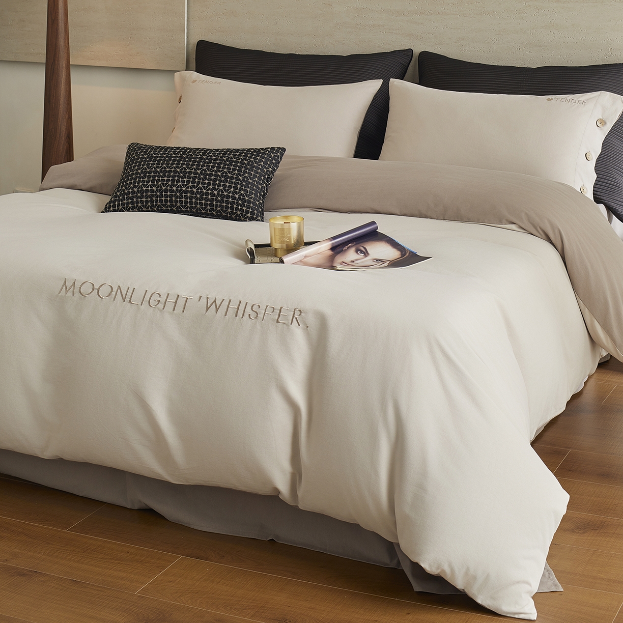 91家纺网 家纺一手货源 找家纺 （总）艾咪-Amy ntmy 2025轻奢高级感纽扣款全棉纯棉加厚磨毛刺绣四件套