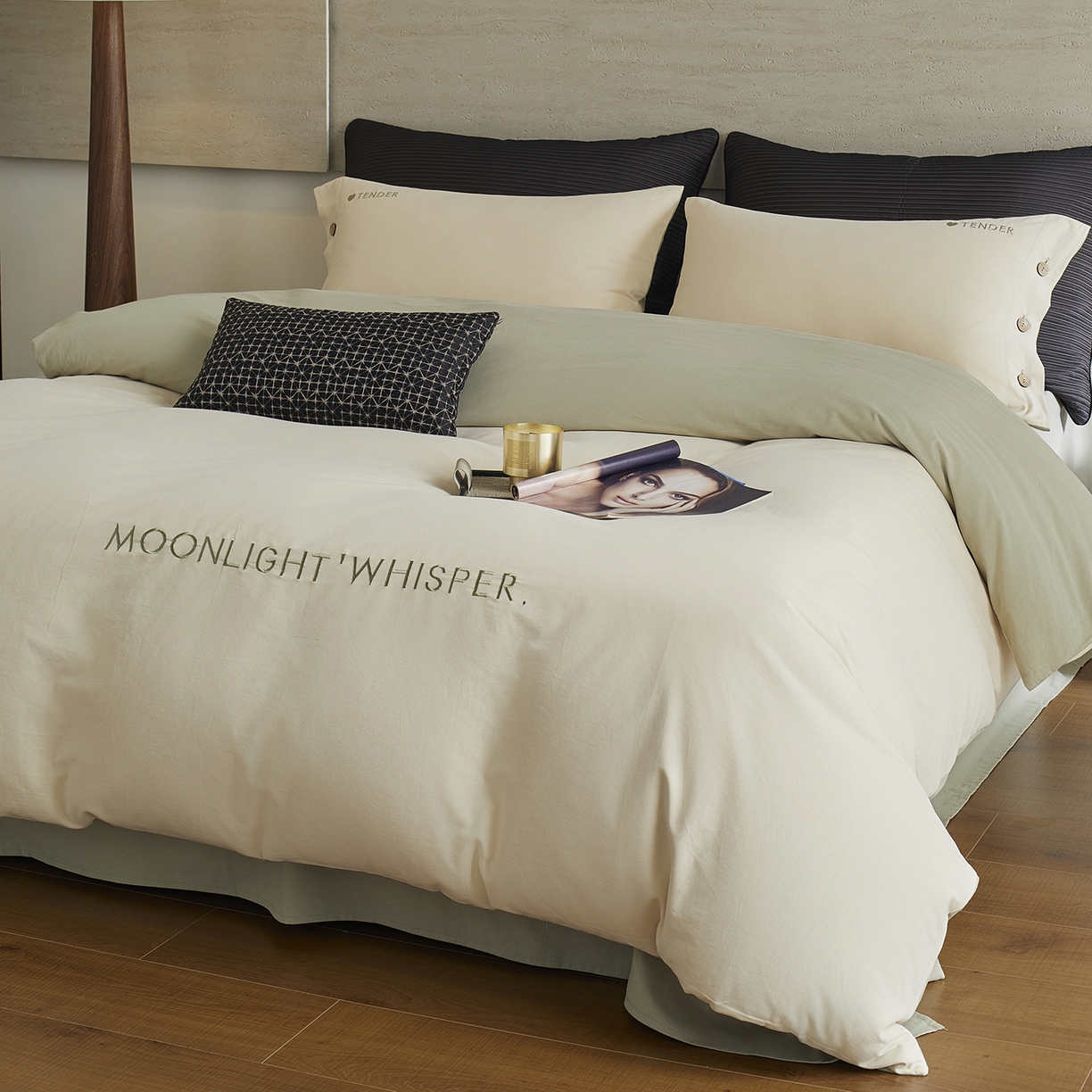 91家纺网 家纺一手货源 找家纺 （总）艾咪-Amy ntmy 2025轻奢高级感纽扣款全棉纯棉加厚磨毛刺绣四件套