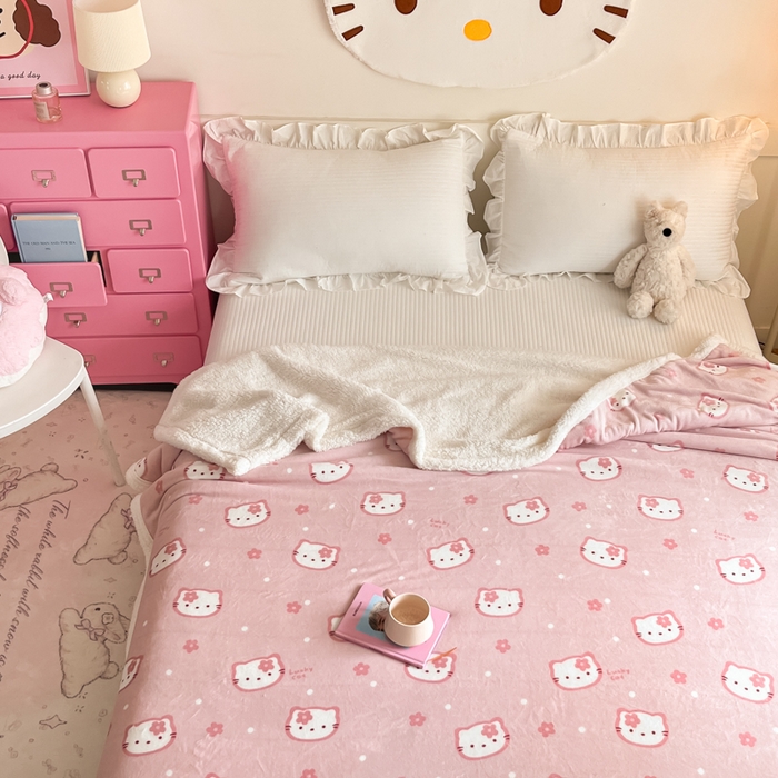 91家纺网 家纺一手货源 找家纺 川悦生活 2025新款牛奶绒羊羔绒毯子毛毯 毛毯少女喵喵