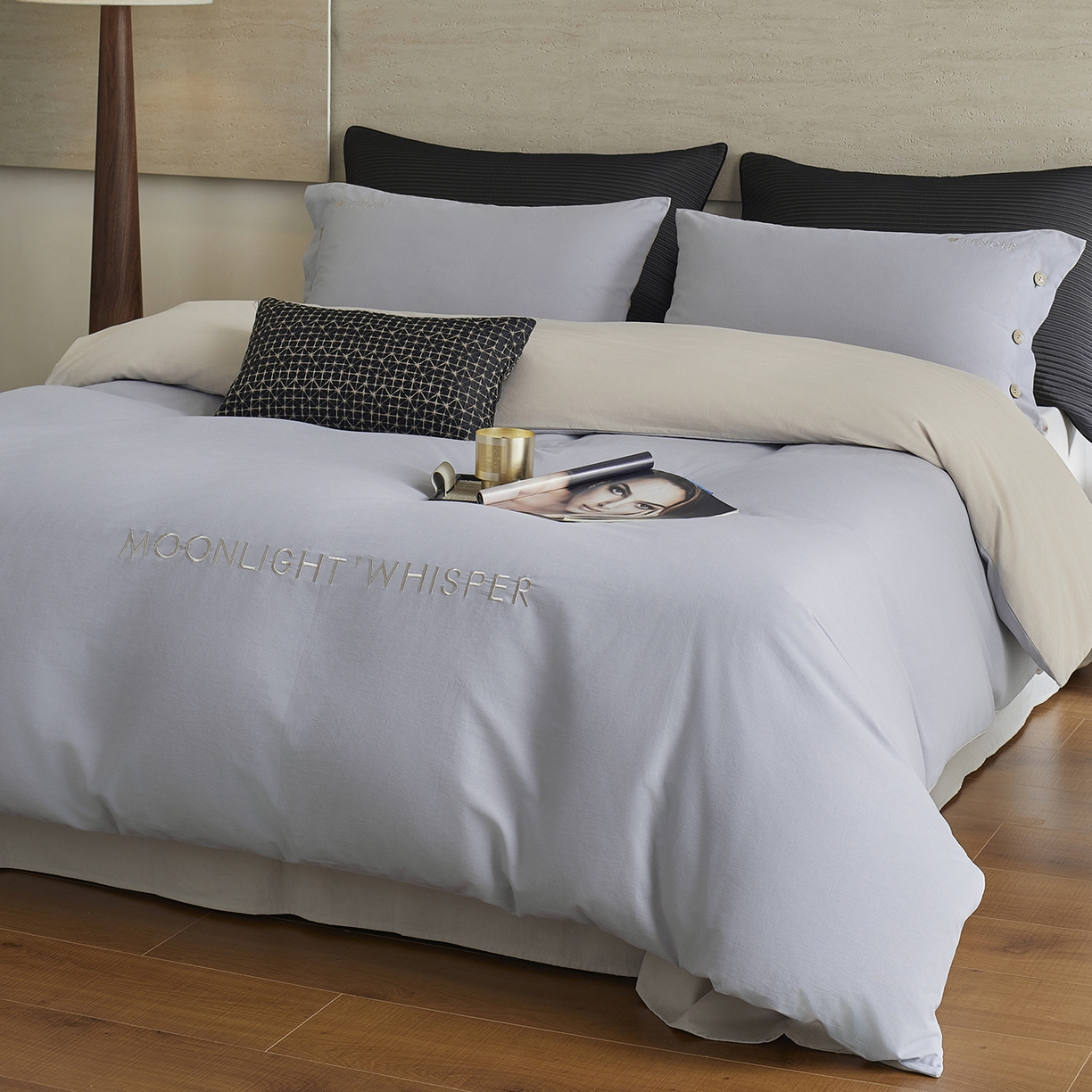 91家纺网 家纺一手货源 找家纺 （总）艾咪-Amy ntmy 2025轻奢高级感纽扣款全棉纯棉加厚磨毛刺绣四件套