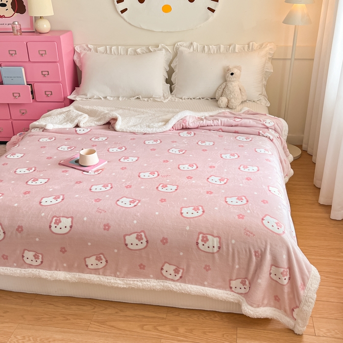 91家纺网 家纺一手货源 找家纺 川悦生活 2025新款牛奶绒羊羔绒毯子毛毯 毛毯少女喵喵