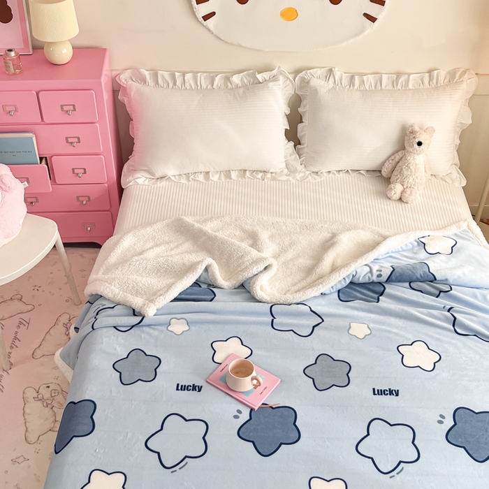 91家纺网 家纺一手货源 找家纺 川悦生活 2025新款牛奶绒羊羔绒毯子毛毯 毛毯天空星系